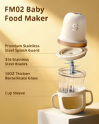 Glass Baby Food Maker, 2 Speed Modes Baby Food Mill, Processor Set | SosekiBaby FM02 Iovry