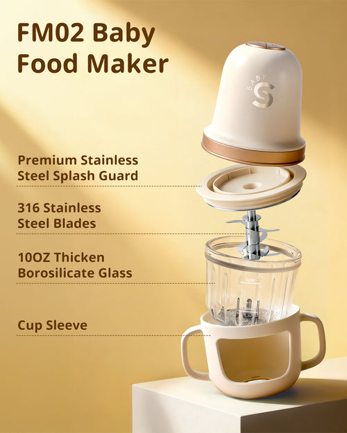 Glass Baby Food Maker, 2 Speed Modes Baby Food Mill, Processor Set | SosekiBaby FM02 Iovry