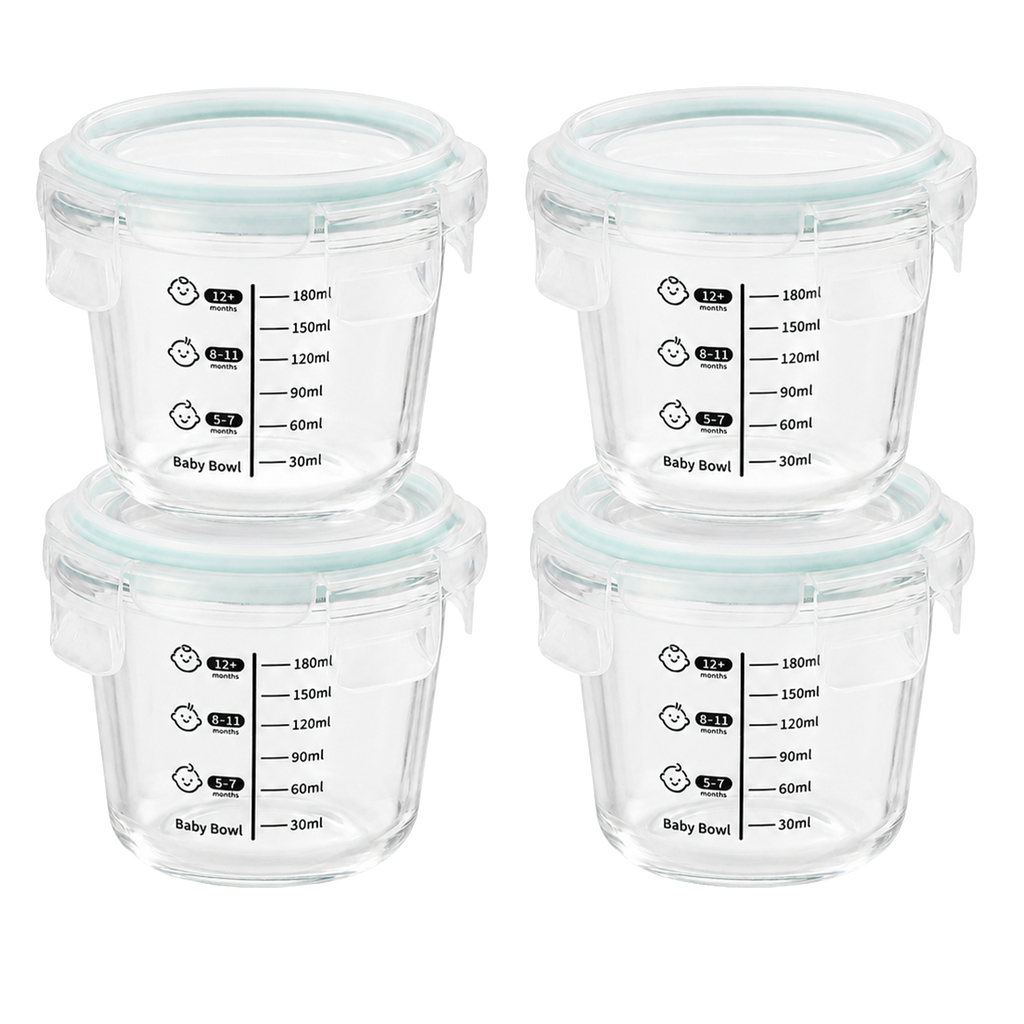 Glass Baby Food Containers, 4 Pack 8oz Freezer Safe Baby Puree Storage |SosekiBaby