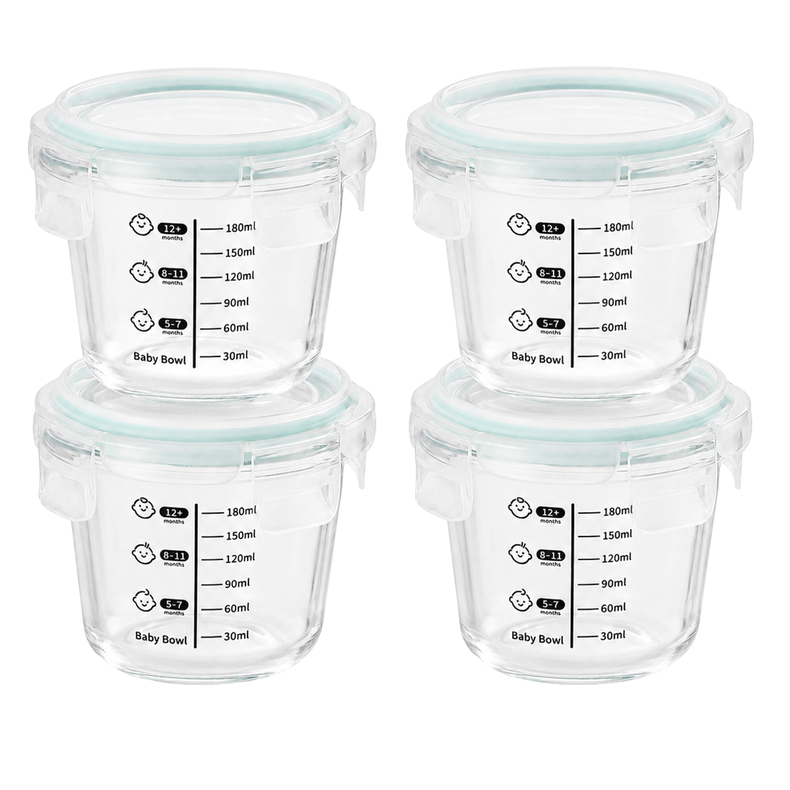 Glass Baby Food Containers, 4 Pack 8oz Freezer Safe Baby Puree Storage |SosekiBaby