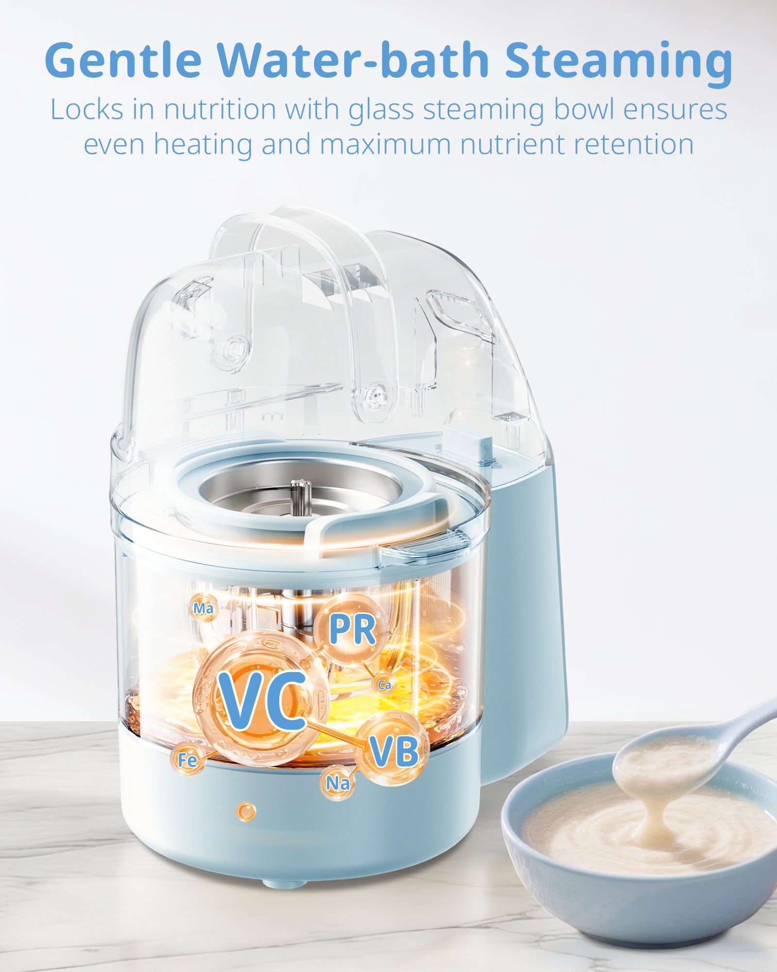 Automatic Baby Food Maker Glass Puree Processor Steamer & Blender | Baby Blue