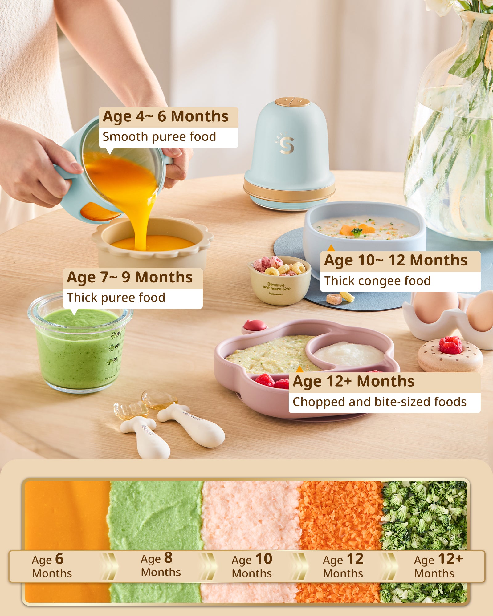 Glass Baby Food Maker, 2 Speed Modes Baby Food Mill, Processor Set | SosekiBaby FM02 Green