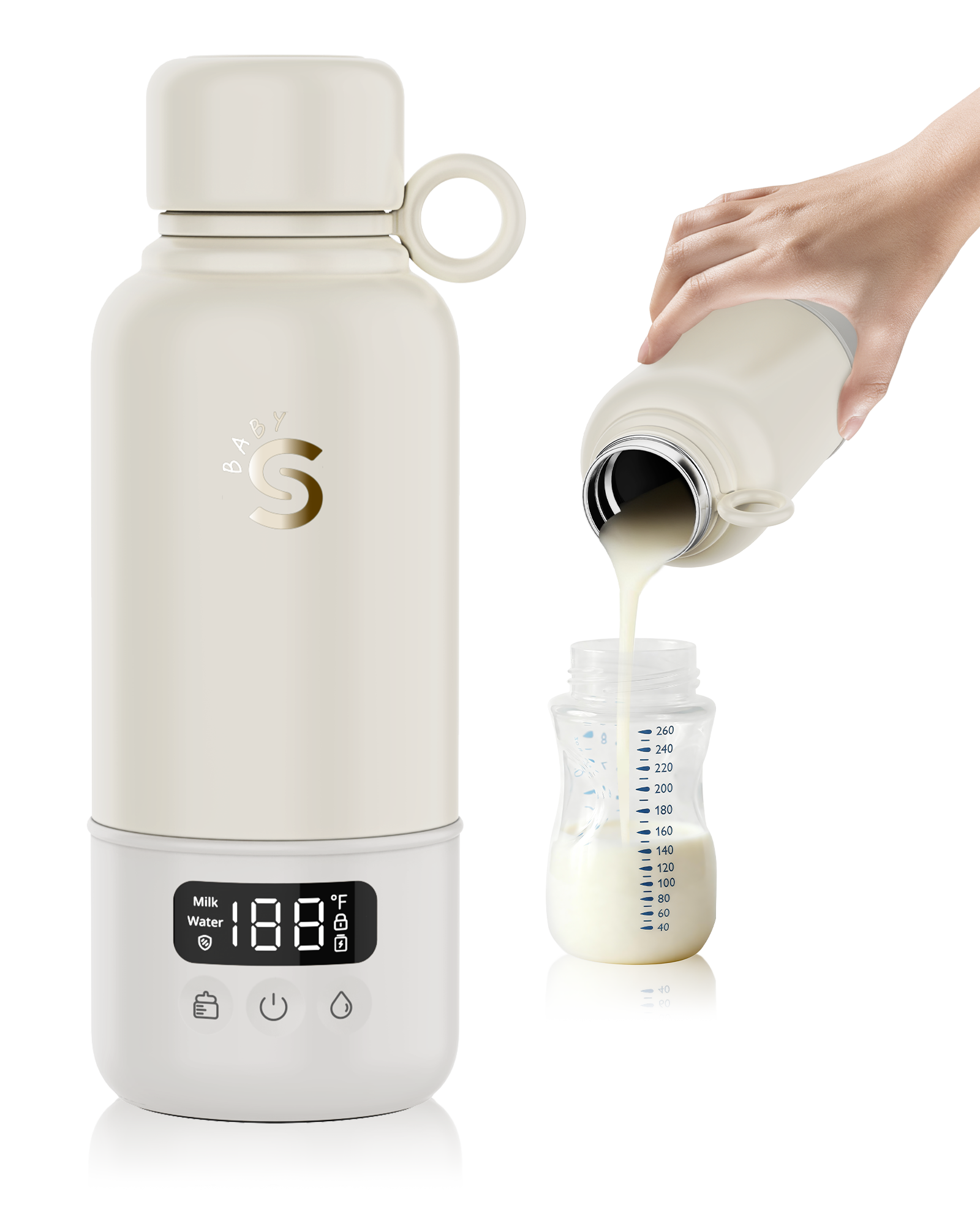 17oz Portable Bottle Warmer, Dual Heating Modes for Breast Milk, Formula & Water | SosekiBaby WM02