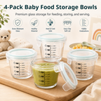 Glass Baby Food Containers, 4 Pack 8oz Freezer Safe Baby Puree Storage |SosekiBaby