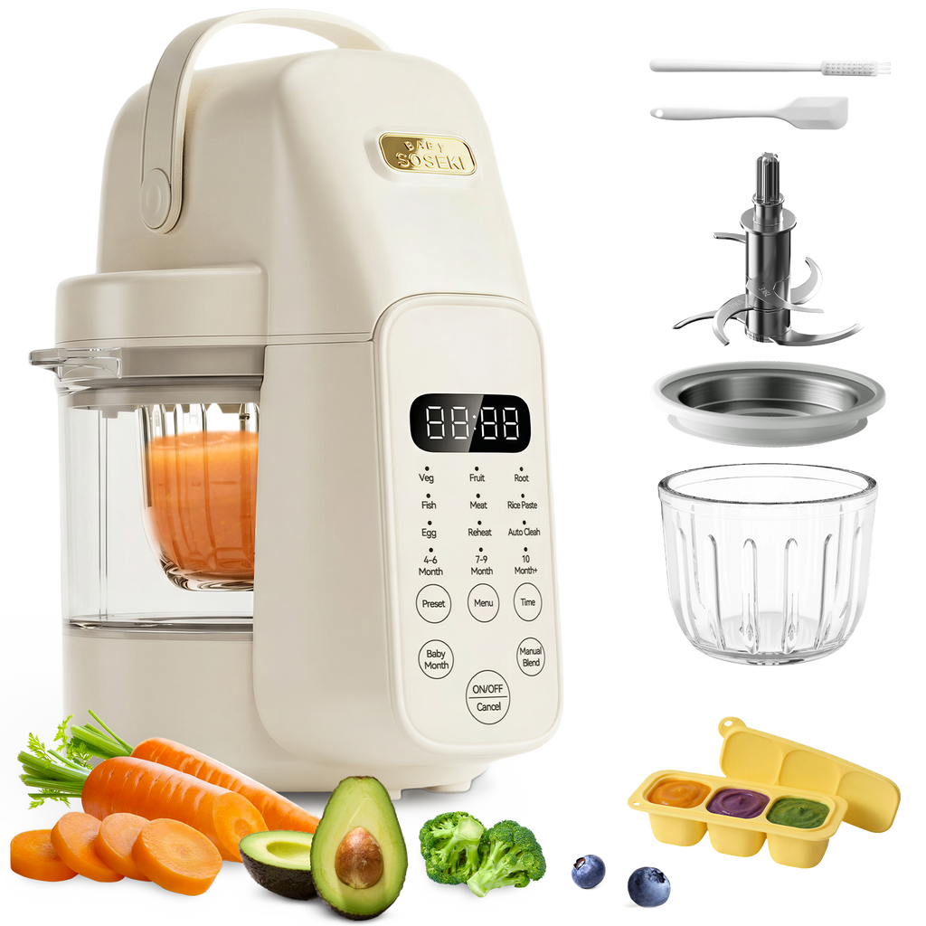 Baby Food Maker Glass Automatic Puree Processor Steamer & Blender, BPA-Free | SosekiBaby FM01