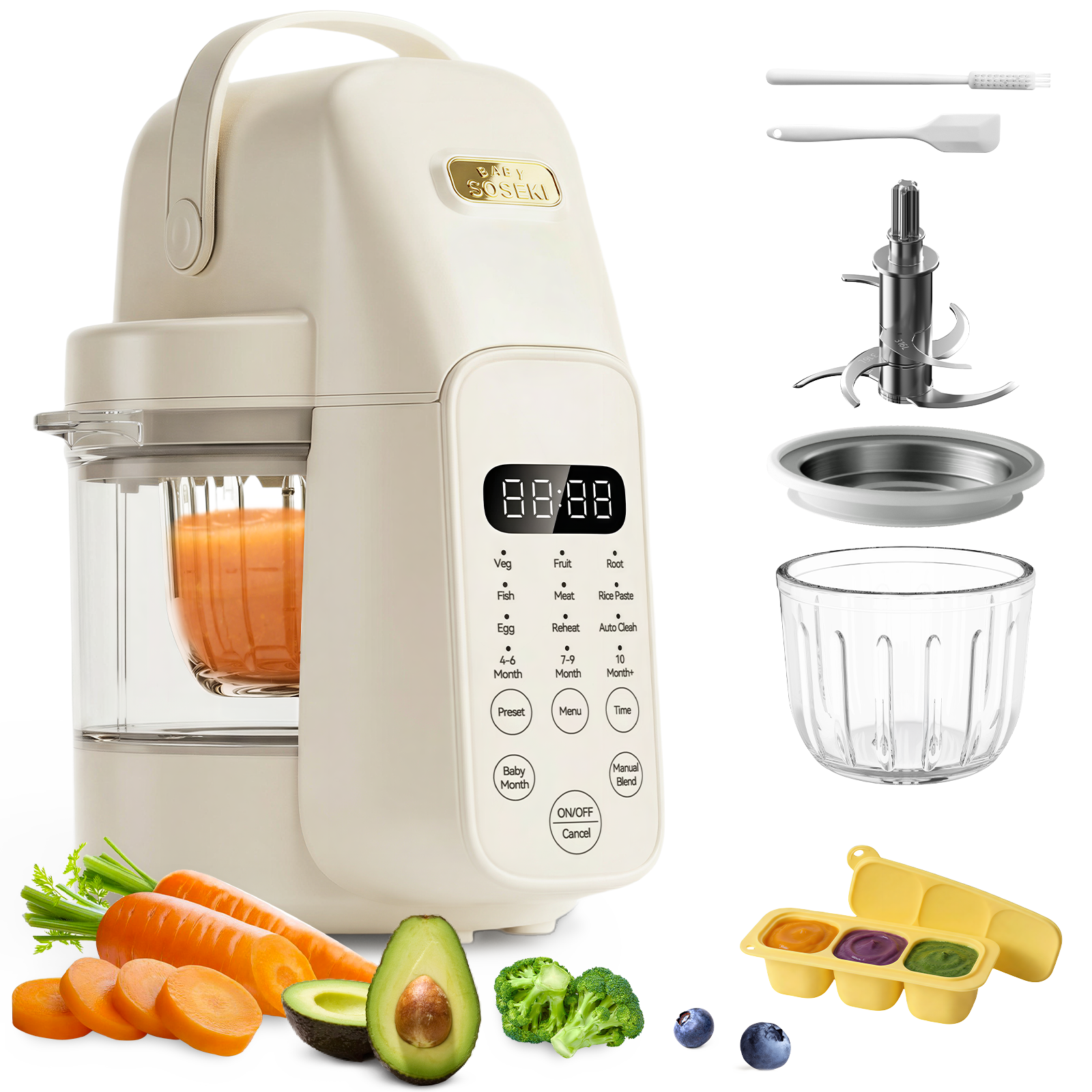 Baby Food Maker Glass Automatic Puree Processor Steamer & Blender, BPA-Free | SosekiBaby FM01