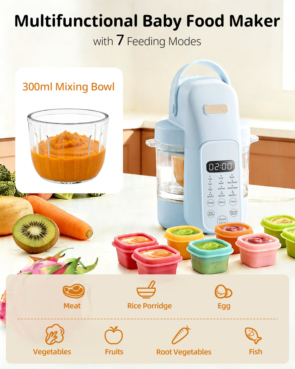 Automatic Baby Food Maker Glass Puree Processor Steamer & Blender | FM01