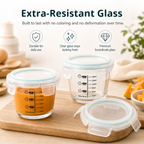 Glass Baby Food Containers, 4 Pack 8oz Freezer Safe Baby Puree Storage |SosekiBaby