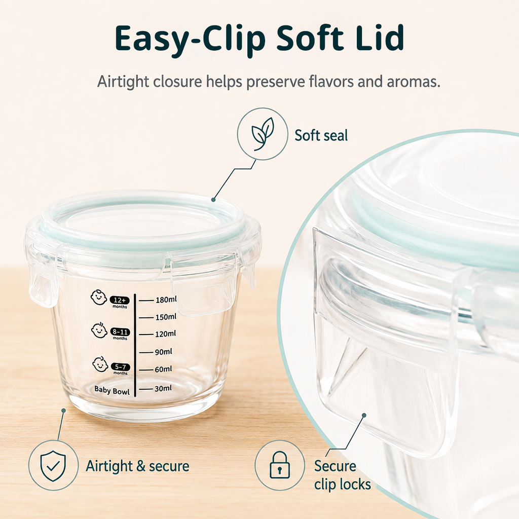 Glass Baby Food Containers, 4 Pack 8oz Freezer Safe Baby Puree Storage |SosekiBaby