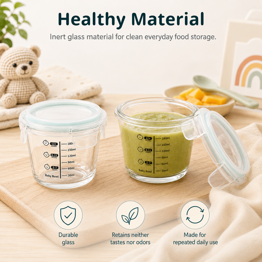 Glass Baby Food Containers, 4 Pack 8oz Freezer Safe Baby Puree Storage |SosekiBaby