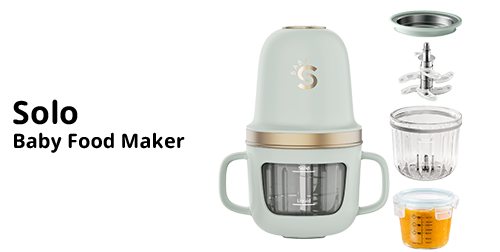 Glass Baby Food Maker, 2 Speed Modes Baby Food Mill, Processor Set | SosekiBaby Solo Green